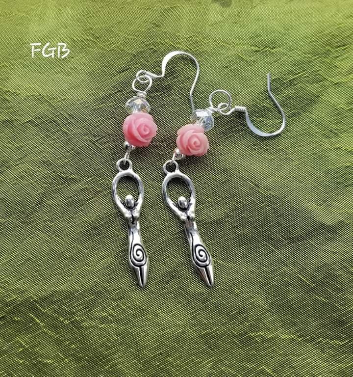 Goddess pink Rose earrings