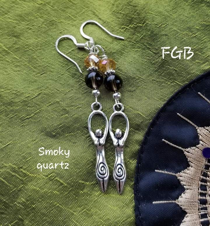 Goddess smoky quartz earrings