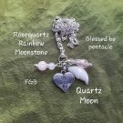 White quartz moon necklace