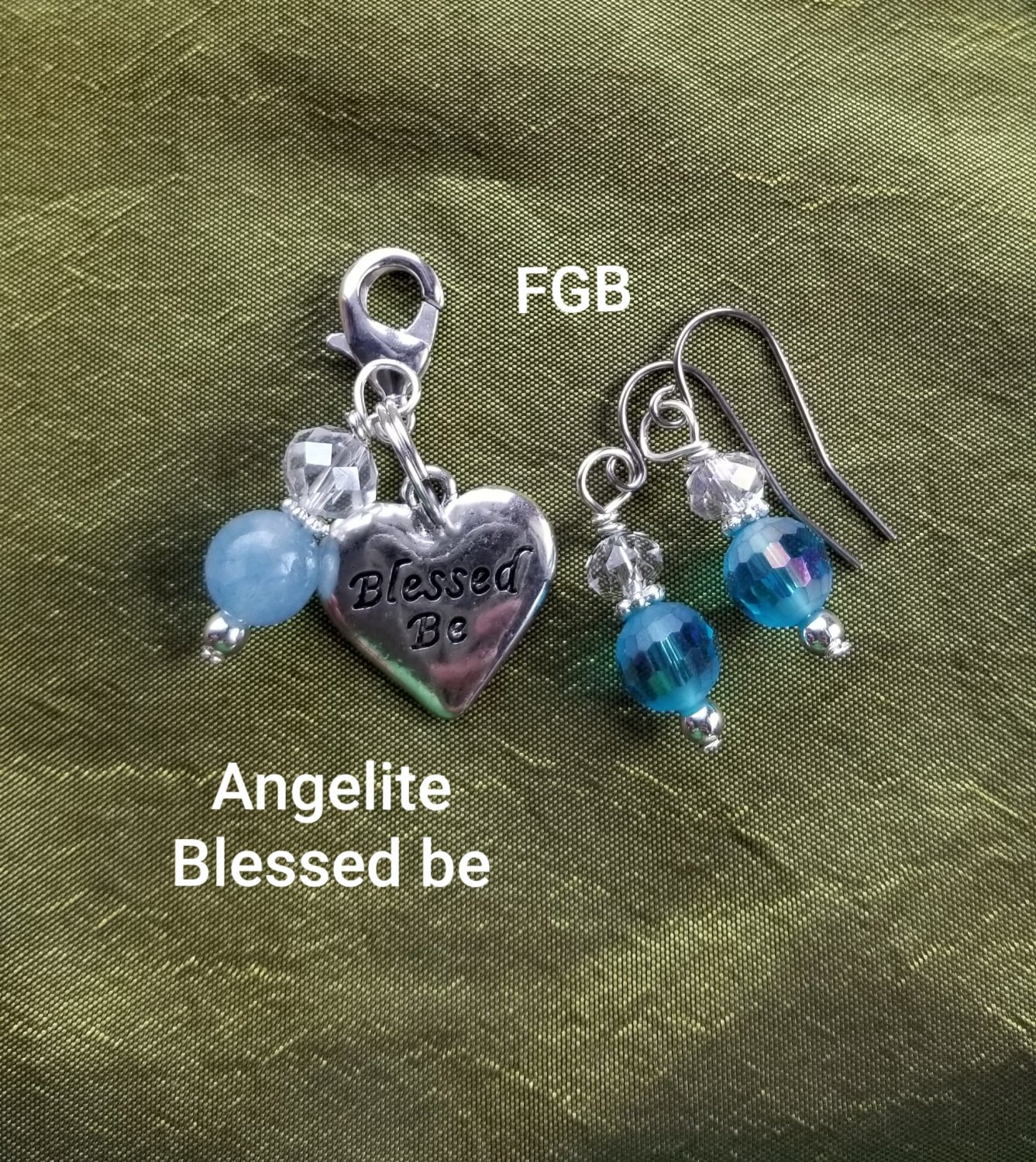 Angelite  blessed be pet pendant