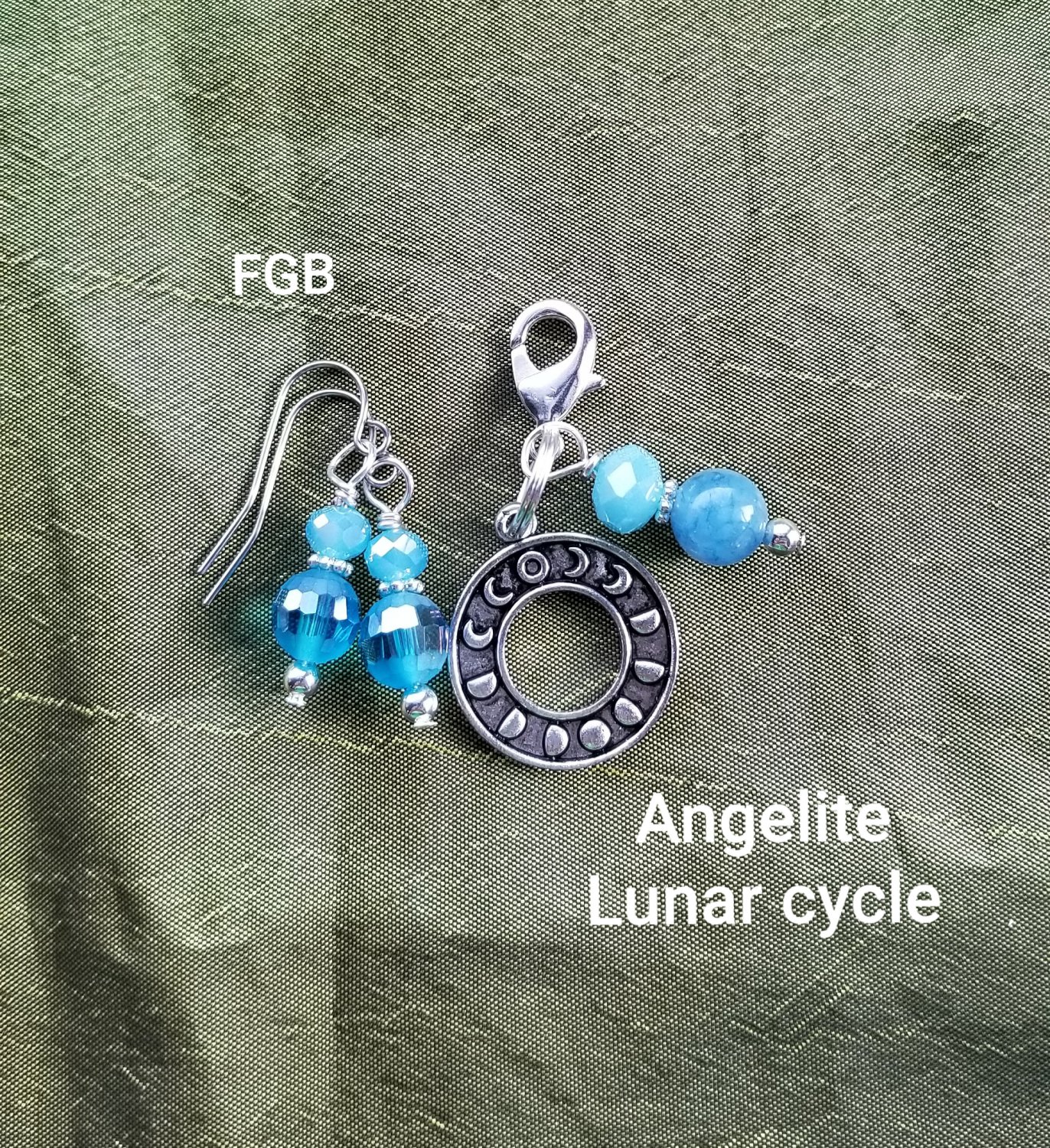 Angelite lunar cycle pet pendant