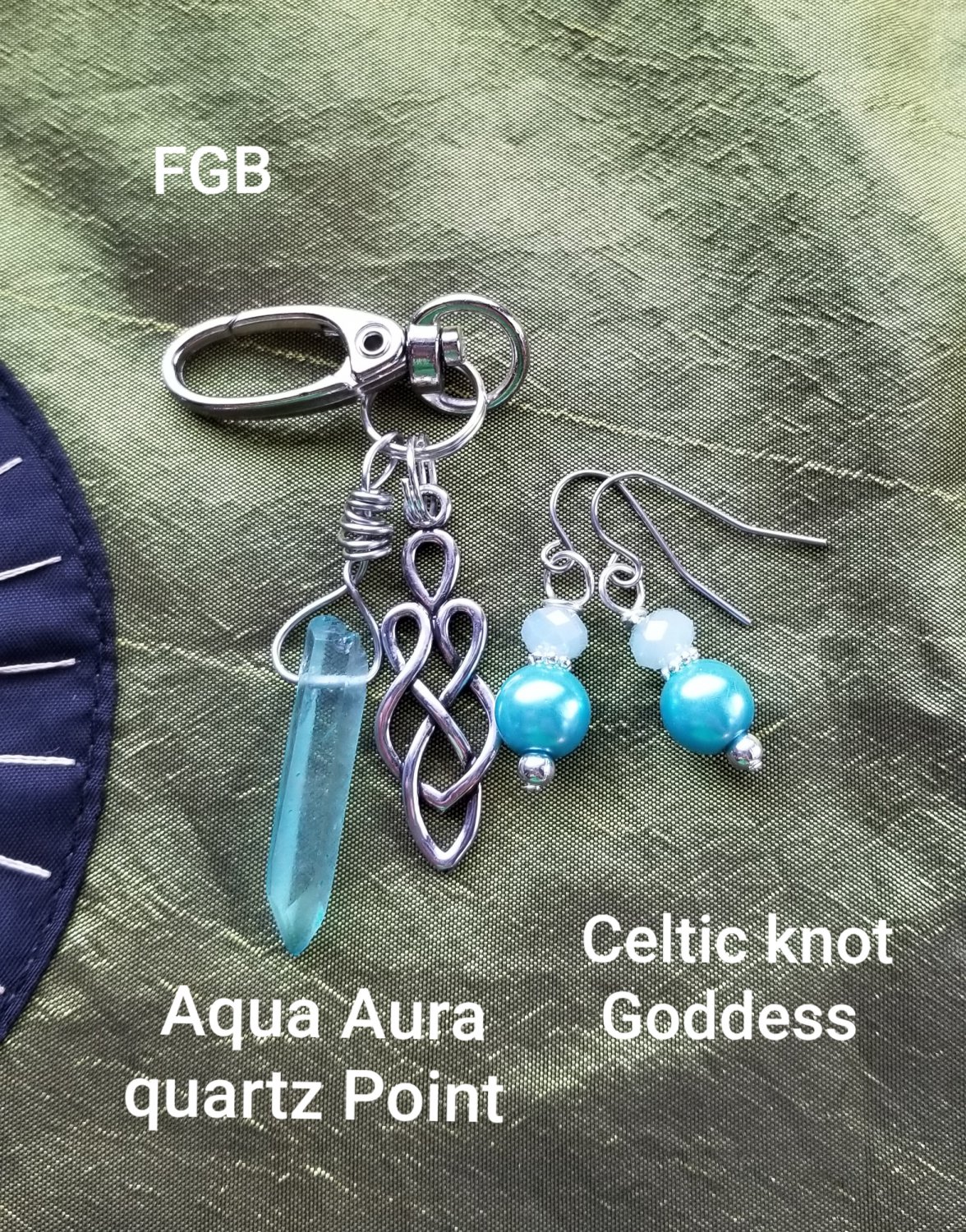 Aqia aura quartz  celtic goddess petpendant