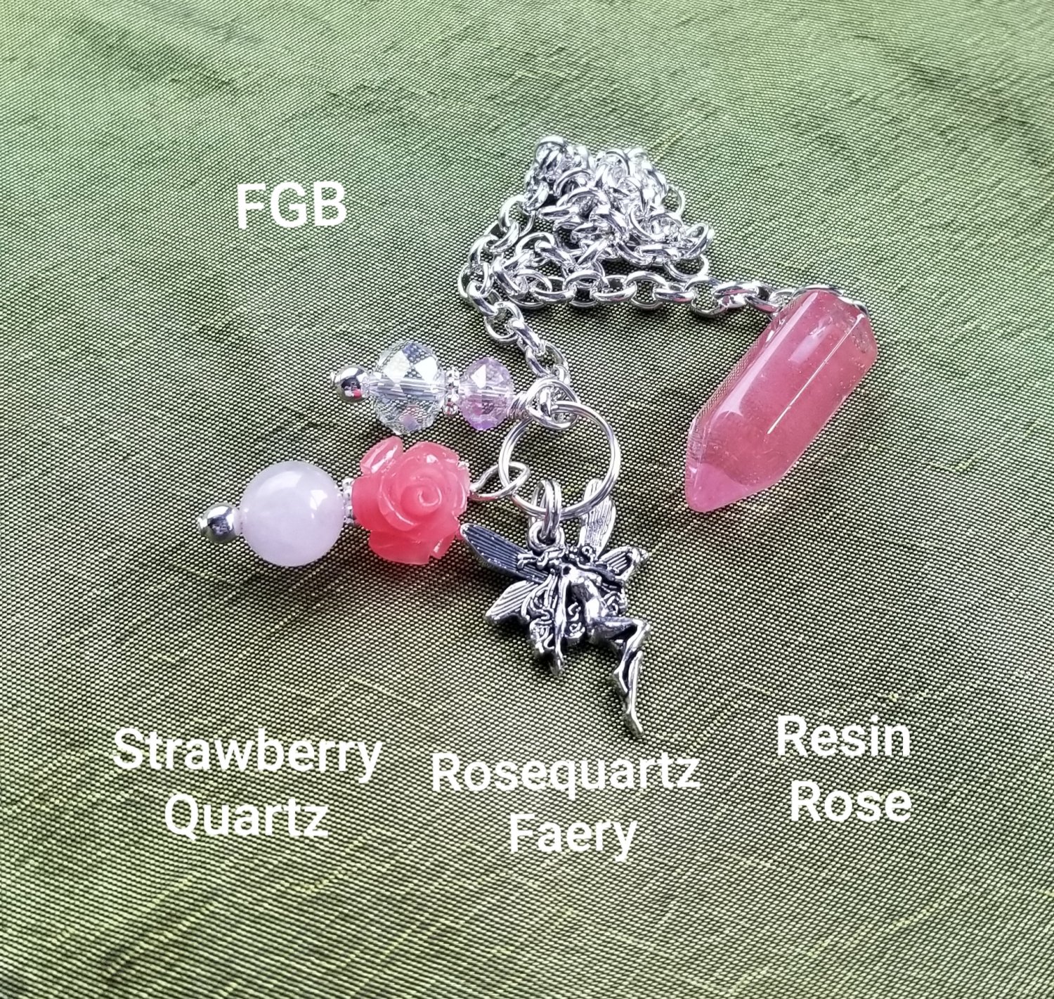 Strawberry quartz pendulum 2b