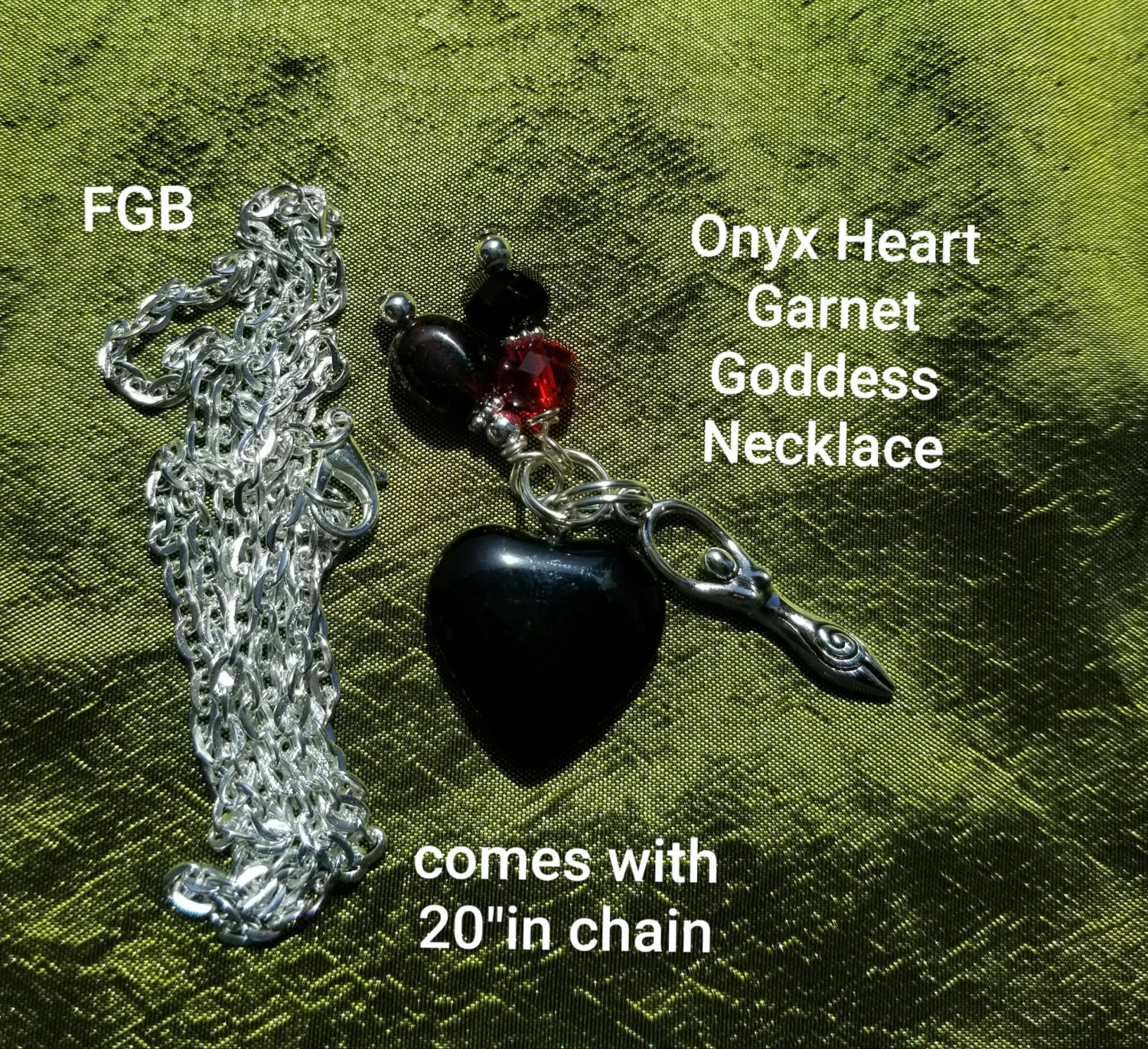 Onyx heart goddess necklace
