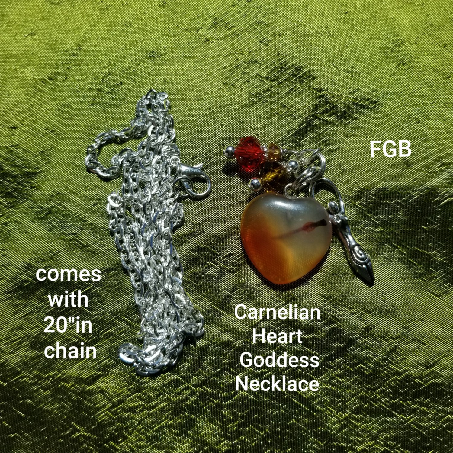 Carnelian heart Goddess necklace