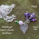 Amethyst heart charm necklace