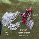 Garnet heart charm necklace
