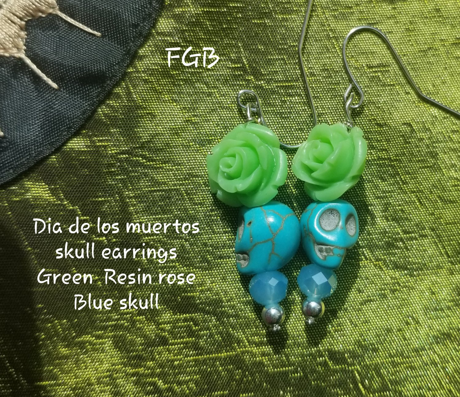 Sugar skull blue  earrings