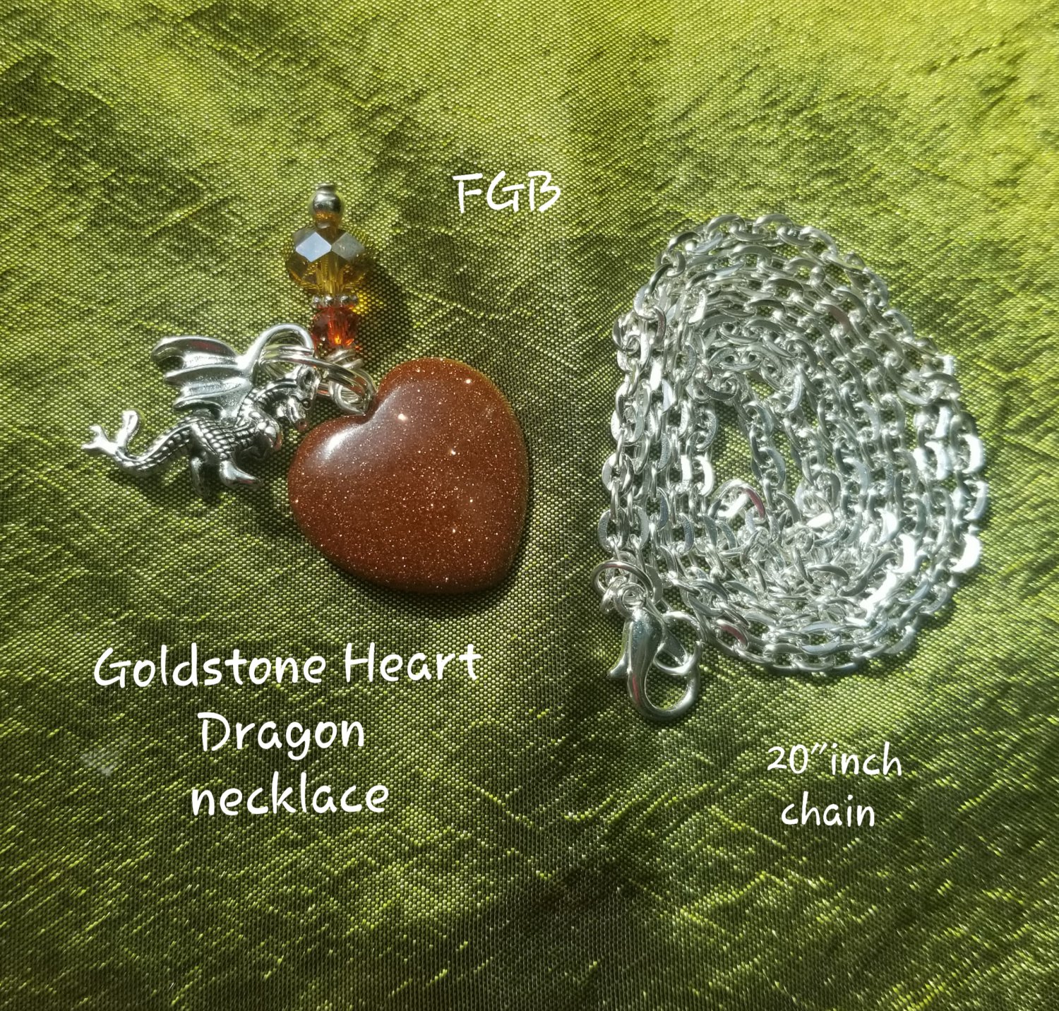 Goldstone  dragon necklace