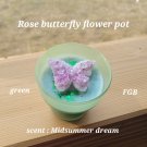 Candle - rose butterfly -green