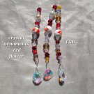 porcelain red  flower crystal ornament set of 3