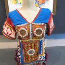 !!!Free shipping!!!vintage 60-70s top india gauze  multi color S-M hippie style.
