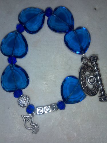 Zeta Phi Beta Crystal Heart Bracelet