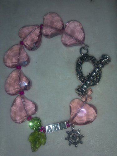 Alpha Kappa Alpha Crystal Heart Captain's Bracelet