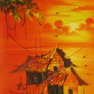 Painting Asian Landscape Cambodia Tonlesap Lake
