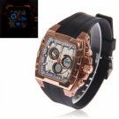 Golden Square Case White Dial Luminous Watch with Strips