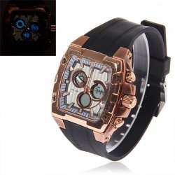Golden Square Case White Dial Luminous Watch with Strips