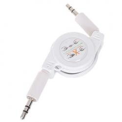 Retractable 3.5mm M-M Audio Cable - White (80CM-Length)