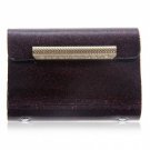 Wonderful 0495-1 Leather Business Name Card Holder Card Case with Button for Users - Purple