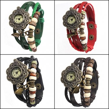 Women's Quartz Leather Bracelet Bangle Wrist Watch