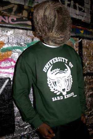 University of hard knocks green sweater
