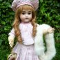 Antique Old German Bisque Head Brown Eyed Beauty Doll w/ Impish Grin