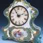 Old Antique French Ceramic Porcelain Sevres Mantle Clock w/ Handpainted Flowers