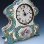 Old Antique French Ceramic Porcelain Sevres Mantle Clock w/ Handpainted Flowers