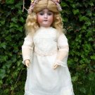 Old Large 23" Antique German Bisque Head Viola Doll In Stunning Antique Dress