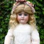 Old Large 23" Antique German Bisque Head Viola Doll In Stunning Antique Dress