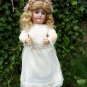 Old Large 23" Antique German Bisque Head Viola Doll In Stunning Antique Dress