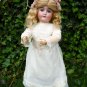 Old Large 23" Antique German Bisque Head Viola Doll In Stunning Antique Dress
