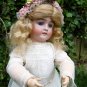 Old Large 23" Antique German Bisque Head Viola Doll In Stunning Antique Dress