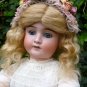 Old Large 23" Antique German Bisque Head Viola Doll In Stunning Antique Dress