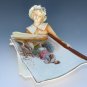Antique Old Bohemian Porcelain Lady Figure Victorian Calling Card Receiver Dish