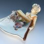 Antique Old Bohemian Porcelain Lady Figure Victorian Calling Card Receiver Dish