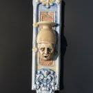 Antique Polychrome Faience Fayence Tinglazed Grotesque Man Pottery Wall Plaque