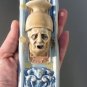 Antique Polychrome Faience Fayence Tinglazed Grotesque Man Pottery Wall Plaque