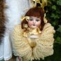 Unique Old Antique German Bisque Head Victorian Christmas Ornament Hanging Doll