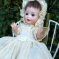 Lovely Old Antique German Bisque Head Baby Doll w/ Antique Wooden High Chair
