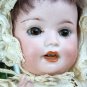 Lovely Old Antique German Bisque Head Baby Doll w/ Antique Wooden High Chair