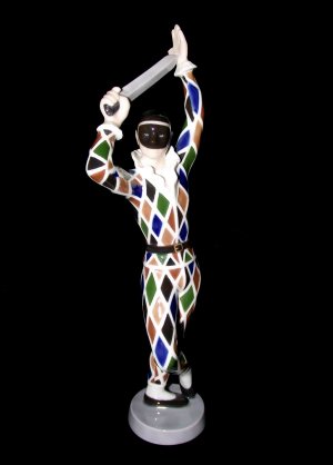 Rare B&G Bing & Grondahl Commedia Dell Arte Porcelain Harlequin Clown Figure