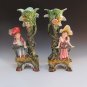 Old Antique Brothers Urbach Teplitz Bohemian Austrian Majolica Boy Girl Vase Pr