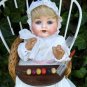 Old Antique German AM Bisque Baby Doll w/ Antique High Chair & Christening Gown