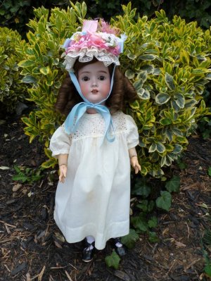 Delightful Old Antique German Smiling Dollar Princess Bisque Head Child Doll