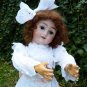 Divine Old Antique German Bisque Head Doll With Big Brown Eyes & Impish Grin
