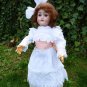 Divine Old Antique German Bisque Head Doll With Big Brown Eyes & Impish Grin