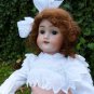 Divine Old Antique German Bisque Head Doll With Big Brown Eyes & Impish Grin
