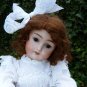 Divine Old Antique German Bisque Head Doll With Big Brown Eyes & Impish Grin