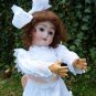 Divine Old Antique German Bisque Head Doll With Big Brown Eyes & Impish Grin